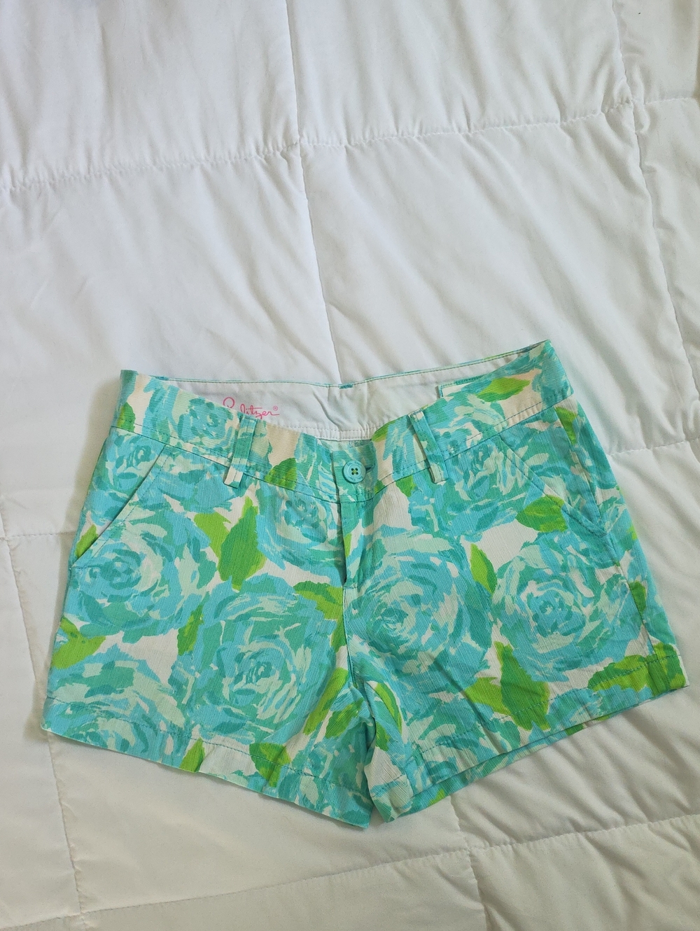 Lilly Pulitzer Callahan Floral Aqua Women's Cotton Shorts